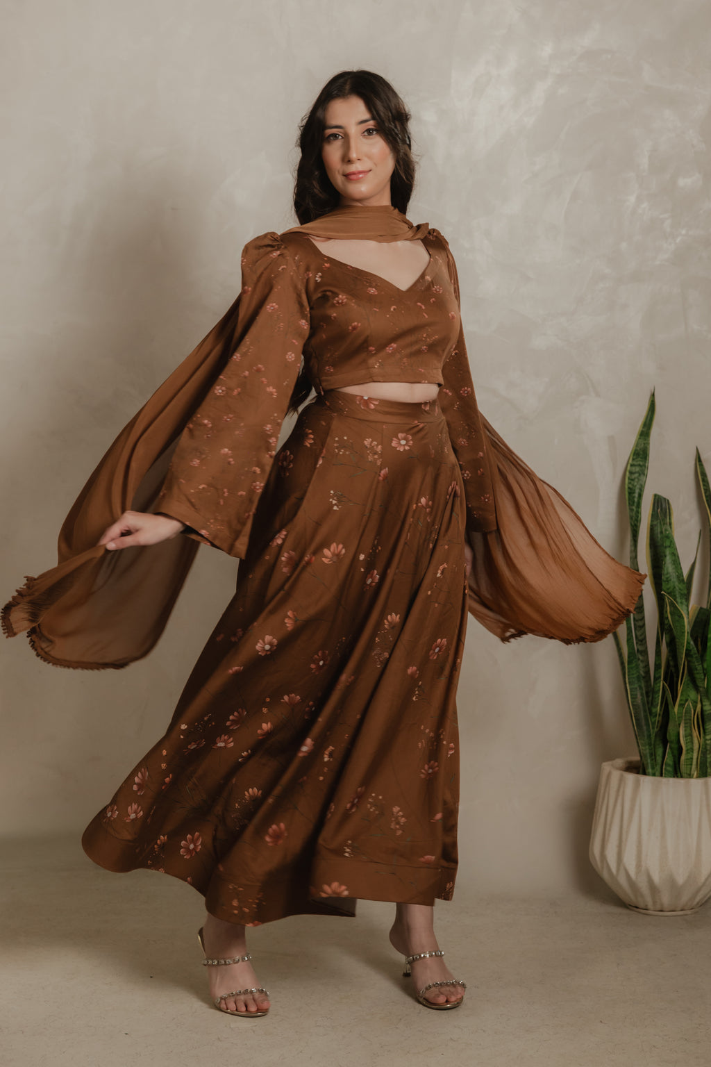 Sthira Cosmos co-ord set, dupatta spread wide