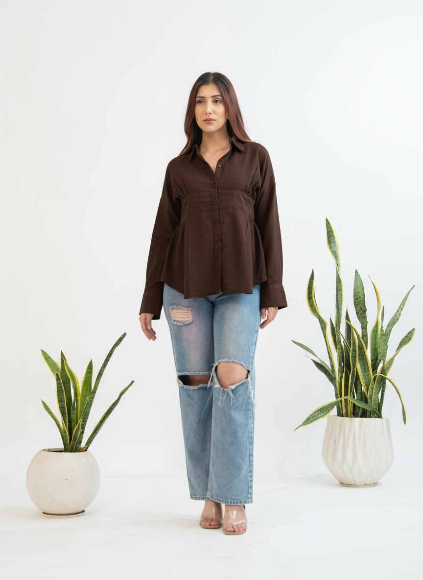 The Cocoa Curve Panel Shirt