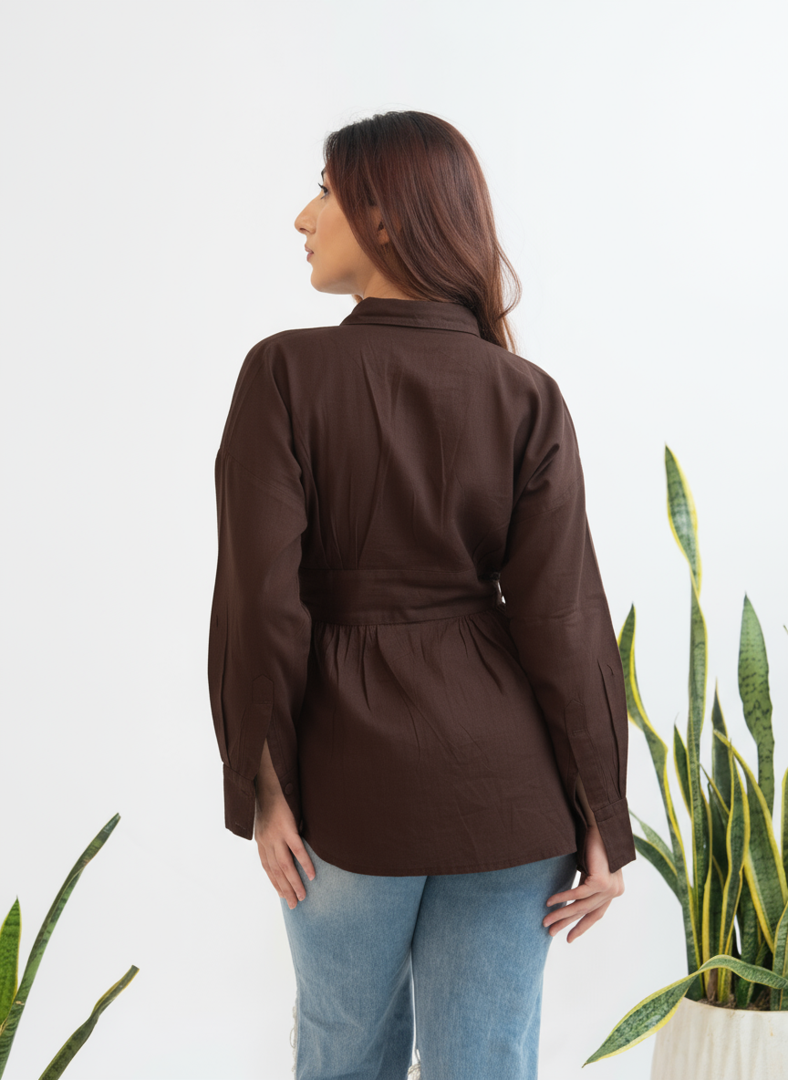 The Cocoa Curve Panel Shirt