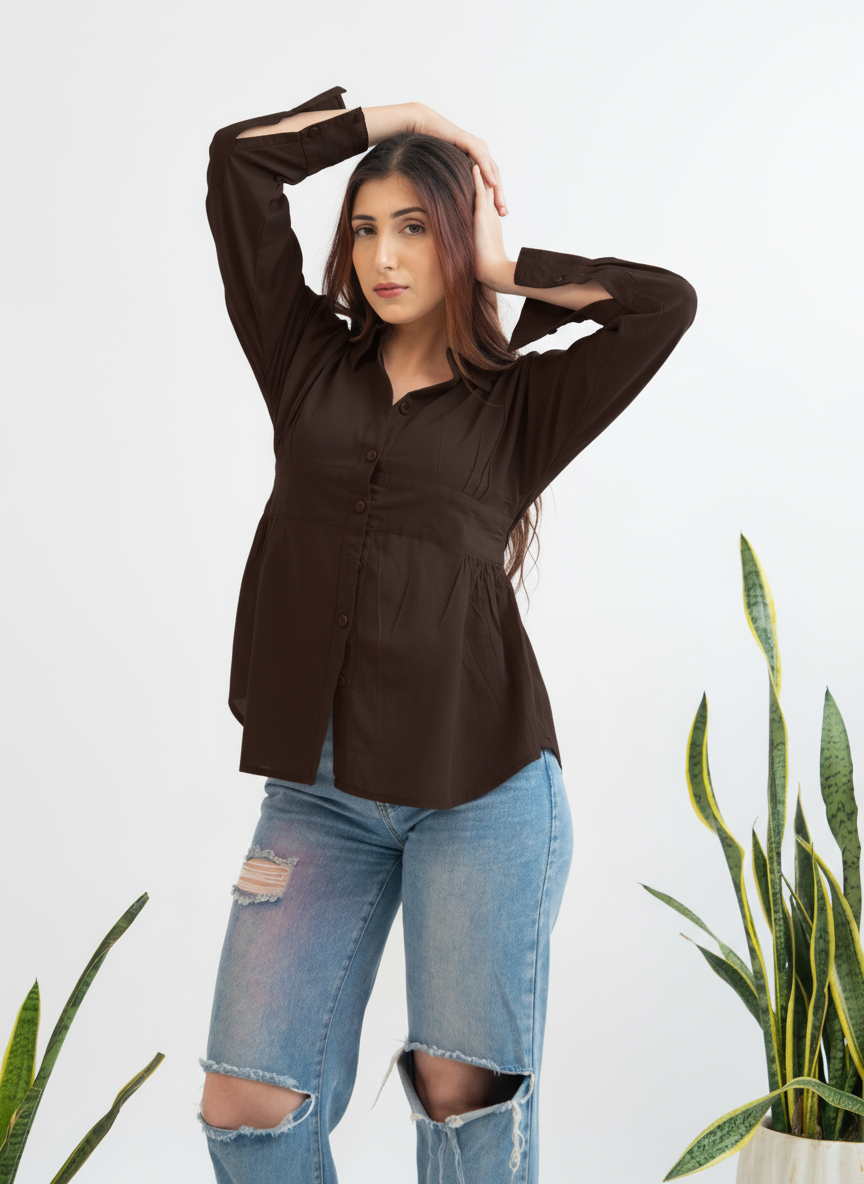 The Cocoa Curve Panel Shirt