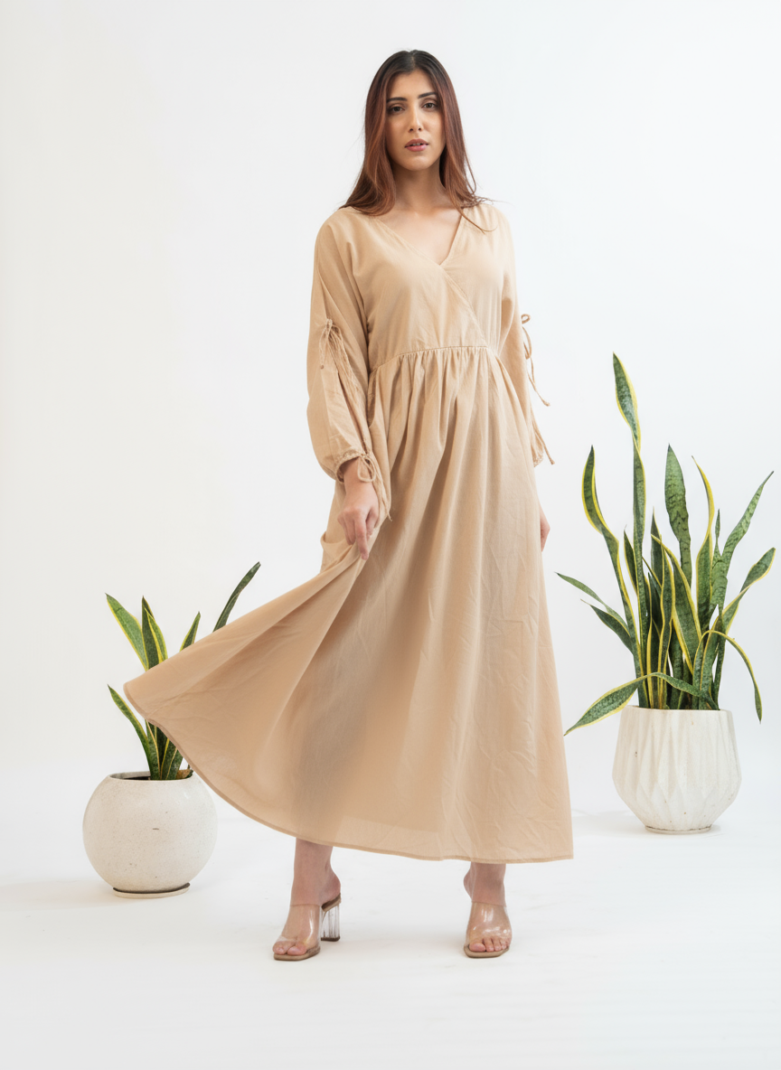 The Sandstone Tie-Sleeve Maxi Dress
