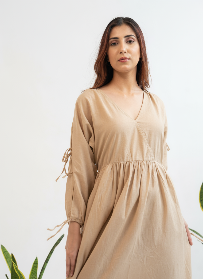 The Sandstone Tie-Sleeve Maxi Dress
