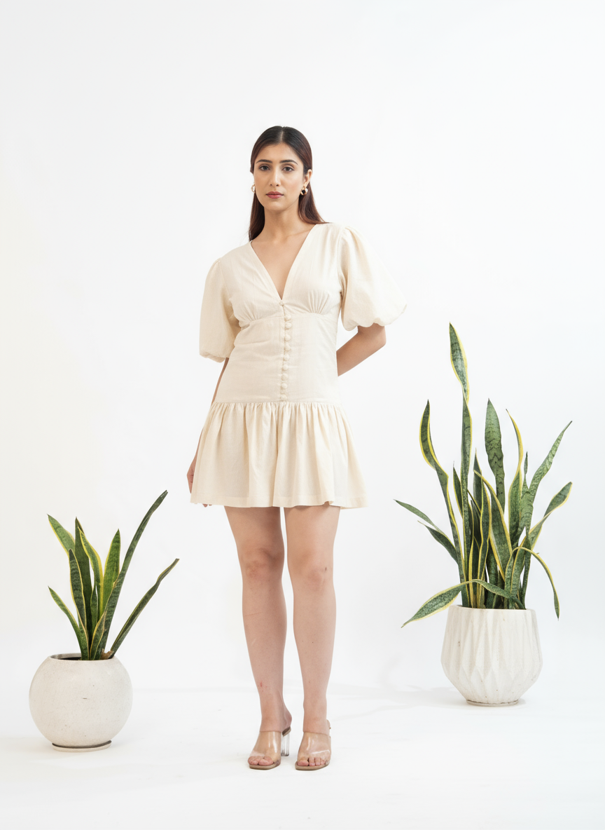 The Ivory Meadow Puff dress