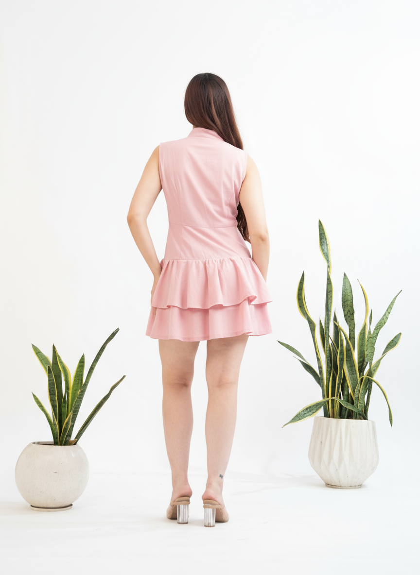The Blush Ruffle Tier Mini Dress